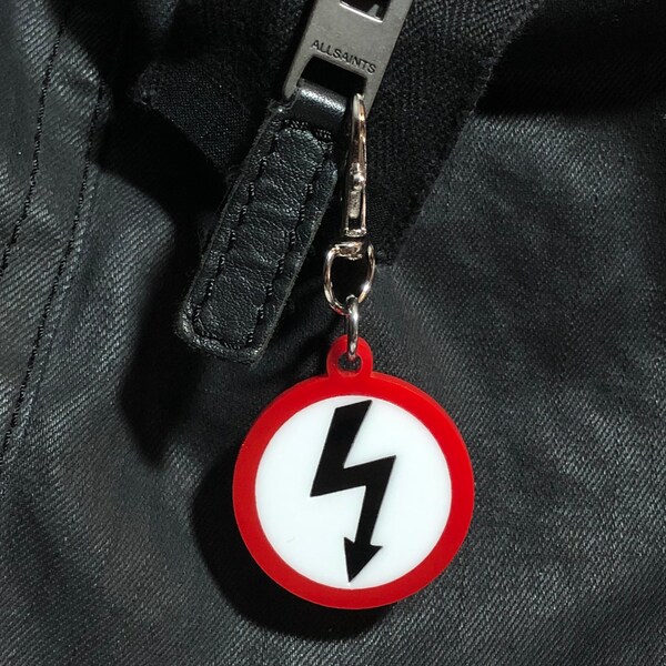Marilyn Manson Shock symbol industrial music bag tag - glossy black acrylic - Antichrist Superstar