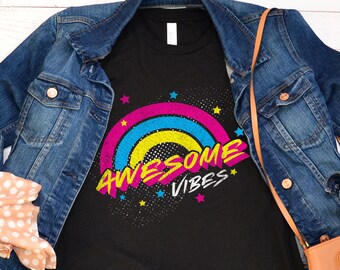 Awesome Vibes Rainbow Shirt, Positivity Shirt, Positive Thoughts T-shirt, Growth Mindset, Rainbow Shirt For Women, Positive Vibes Tee