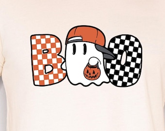 Halloween Shirt Retro Funny Halloween Boo Ghost Trick Or Treat Pumpkin Cute Halloween Ghost Trick Or Treat Boys Halloween  Tee