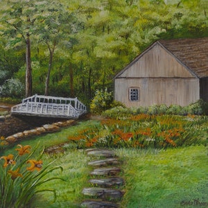 Original oil painting landscape painting old mill painting nature art gift