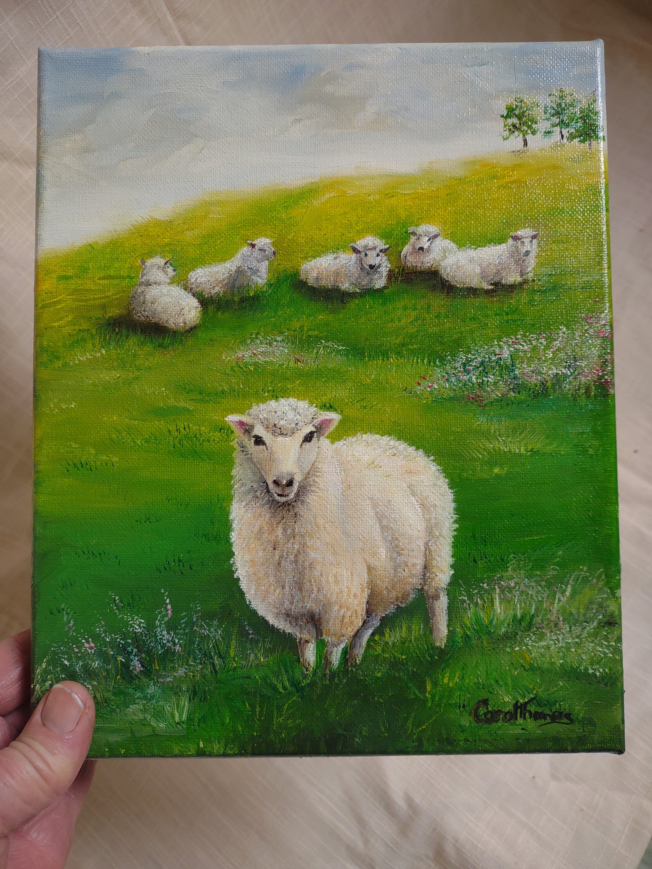 Original Sheep Oil Painting, Hillside Pasture Art (8x10) - Etsy