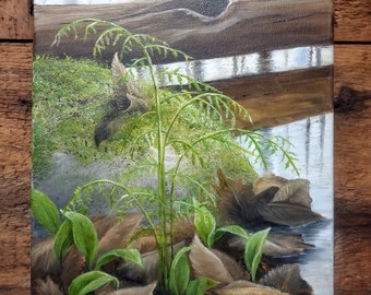 Original Oil Painting: Woodland Stream, Spring Nature Art (11x14)