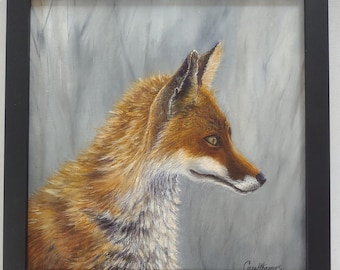 Original Fox Oil Painting, Framed Wildlife Animal Wall Hanging, Nature lovers Art Gift