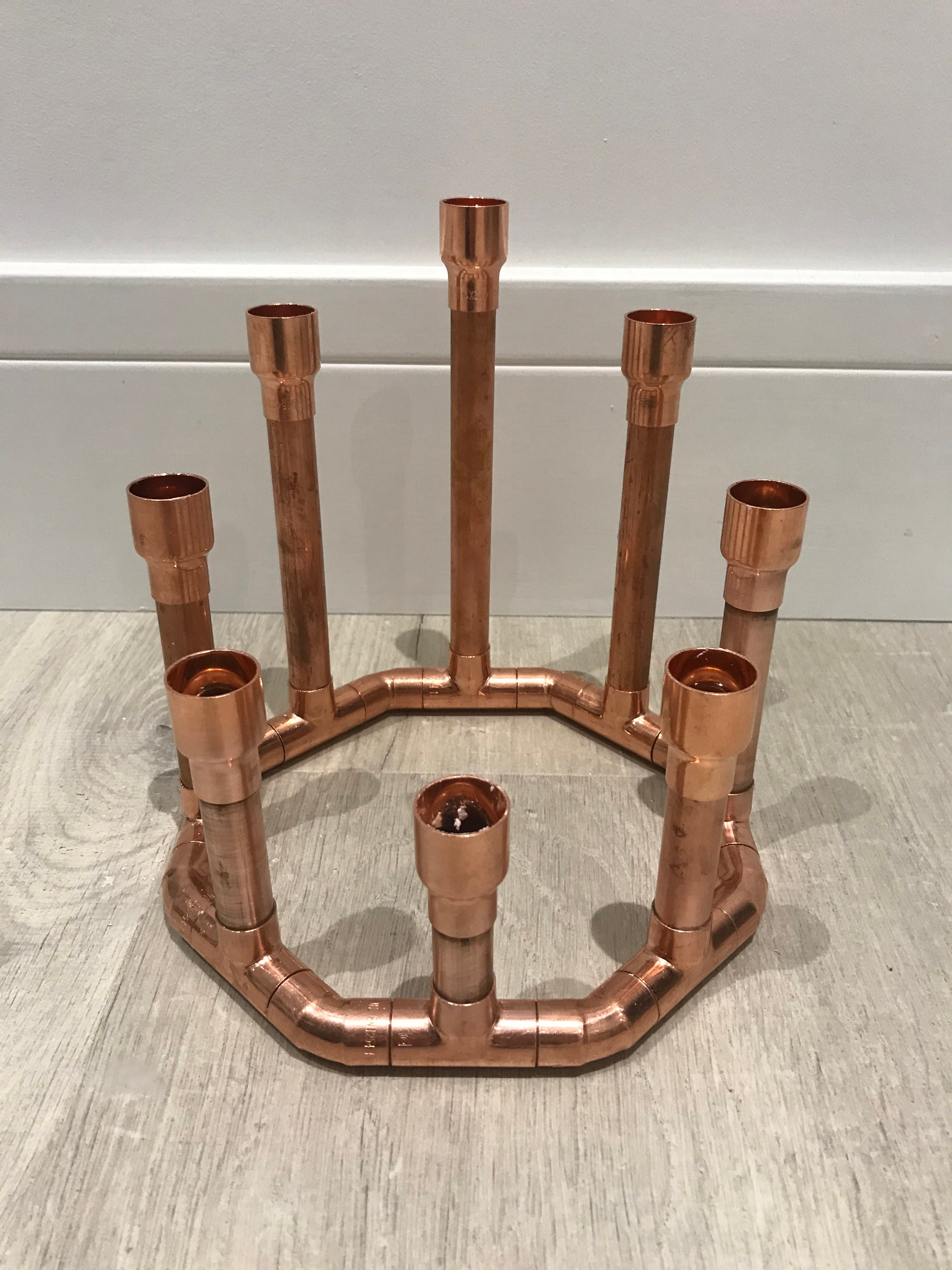 Copper Pipe Octagonal Candle Holder 15mm Pipework. Etsy