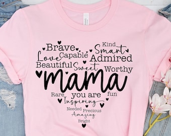 Mama Heart Shirt, Mama Shirt, Mom Life Shirt, Gift For Mom, New Mom Gift, Heart with Words Shirt, Shirt for mom, Shirt for women