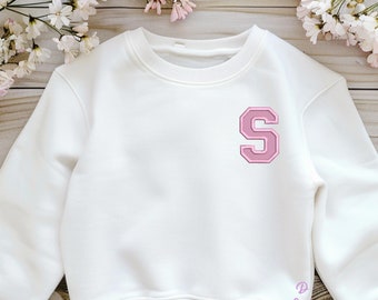 Sweatshirts for Toddler Embroidered Initial Toddler Custom Embroidered Initial Unisex Custom Letter Sweatshirt for Kids Embroidered Monogram