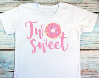 Two Sweet Donut Birthday Shirt Second Birthday Shirt Cute Two Sweet Printed Birthday Shirt for Kids