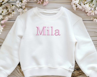 Toddler Embroidered Name Personalized Youth Sweatshirt Unisex Kids Sweatshirt Custom Name Sweatshirt for Kids Embroidered Monogram Crewneck