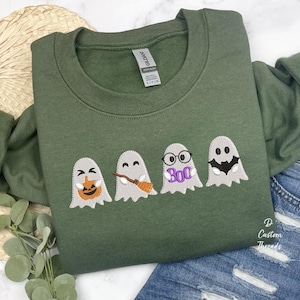 Sweat-shirt fantôme mignon brodé Sweat-shirt d'Halloween brodé Sweat-shirt fantôme d'Halloween Mignon pull d'automne d'Halloween