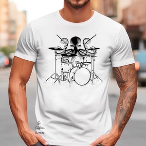 Octopus Playing Drums Shirt, Octopus Drummer Unisex Shirt, Drummer Gift Octopus Shirt Drum Player Shirt Gift for Drummer