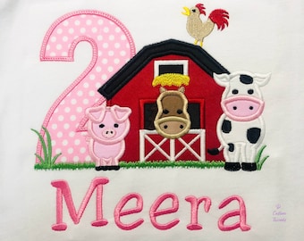Personalized Farm Animals Embroidered Birthday Shirt