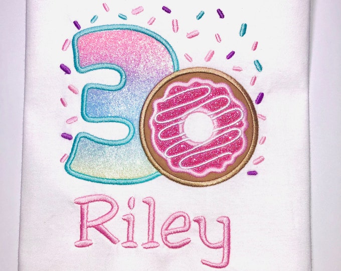 Donut Birthday Shirt Donut Personalized Birthday Shirt 3rd Etsy