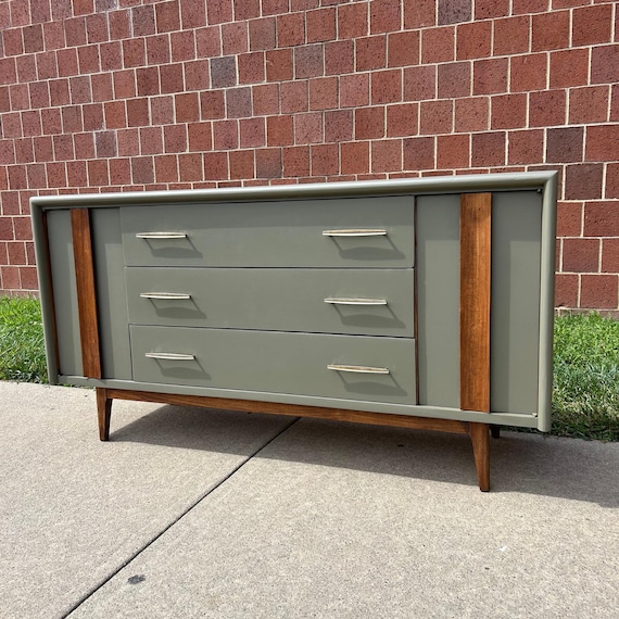 SOLD | Mid Century Modern Green Long Low Dresser