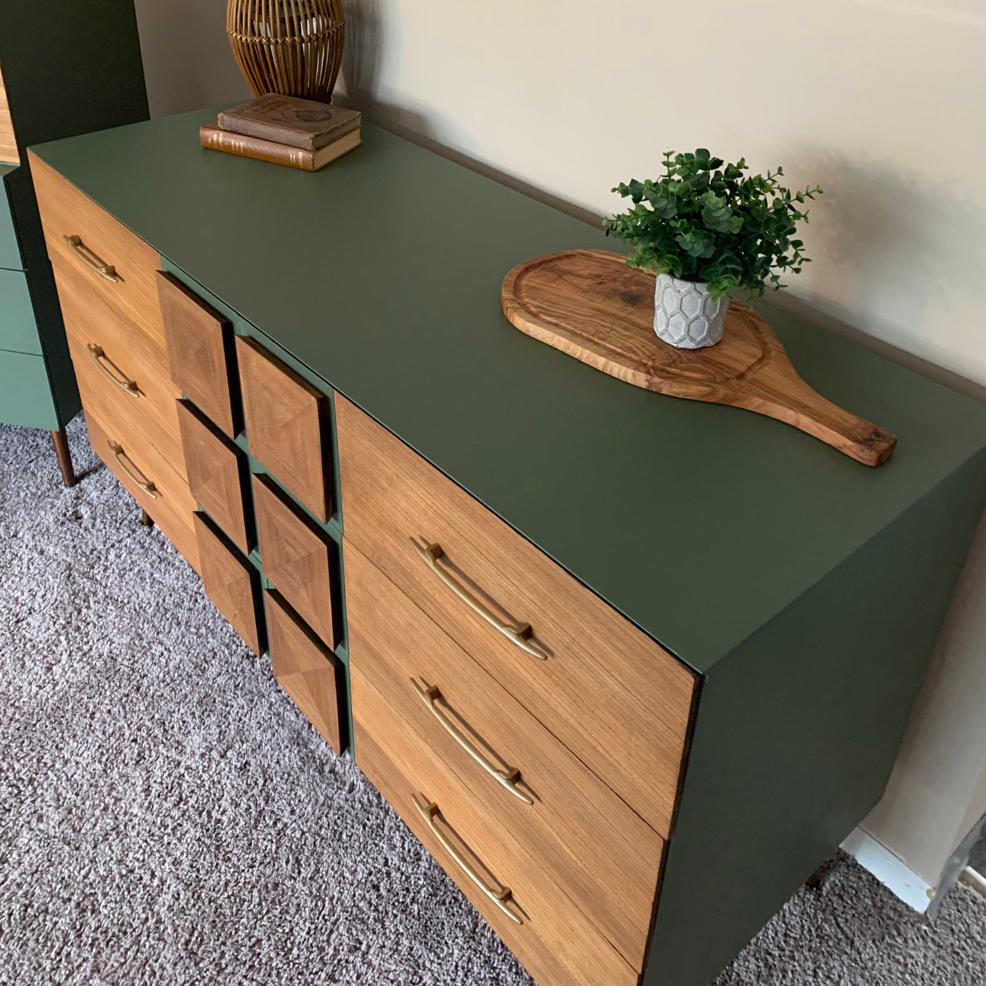 SOLD | Mid Century Modern Green Dresser Set - Etsy UK