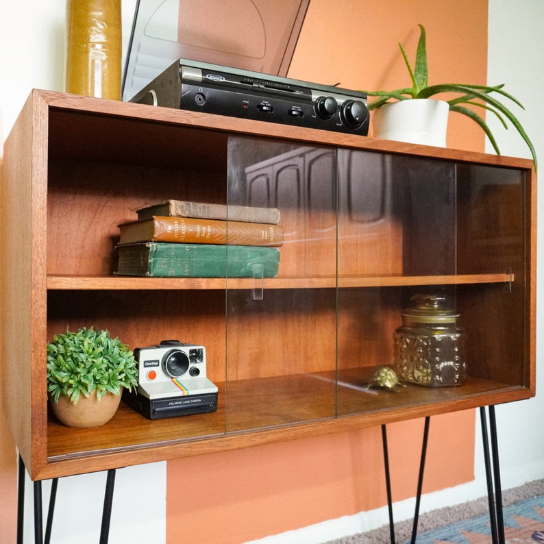 Mid Century Modern Display/bar Sliding Glass Doors Etsy