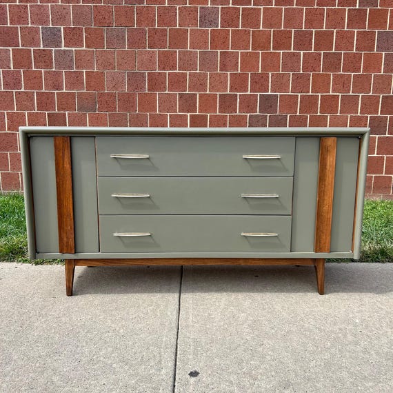 SOLD | Mid Century Modern Green Long Low Dresser