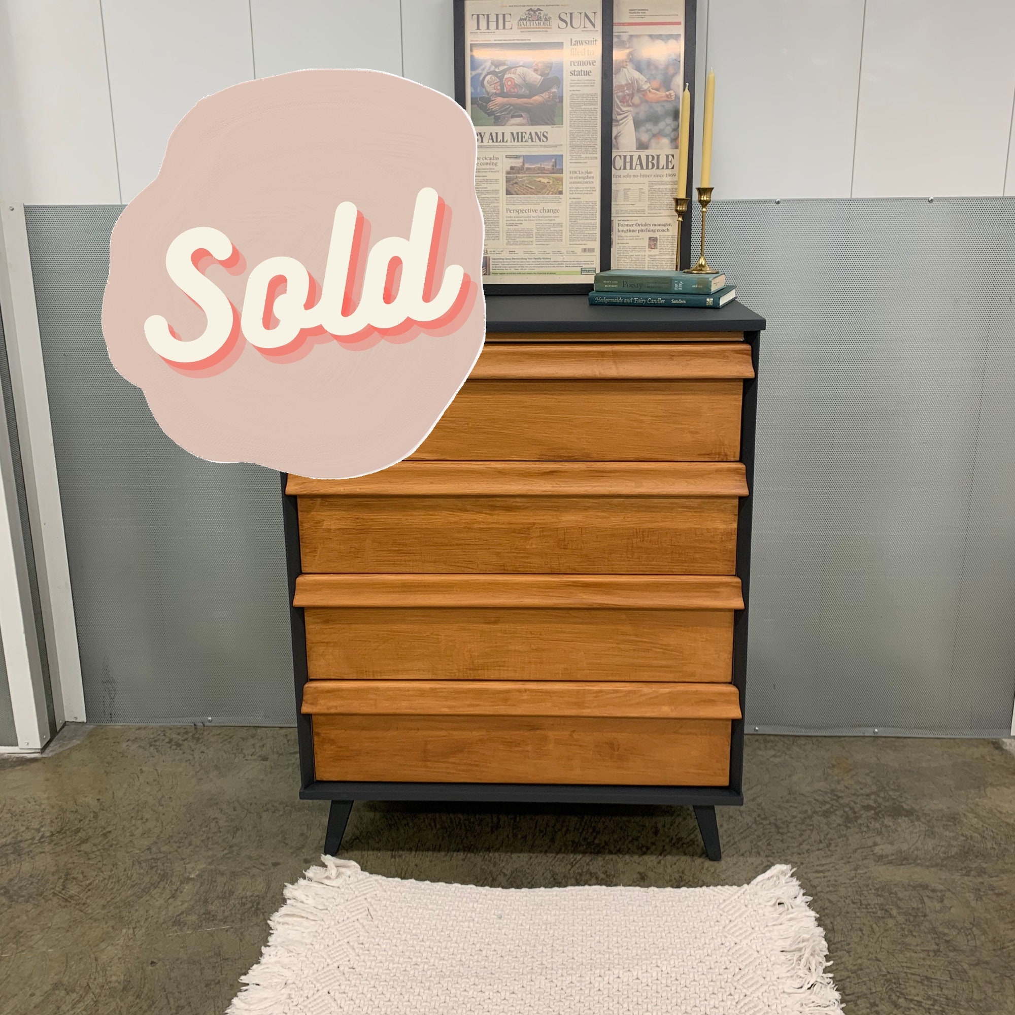 Baumritter Mid Century Modern Tall Dresser Etsy