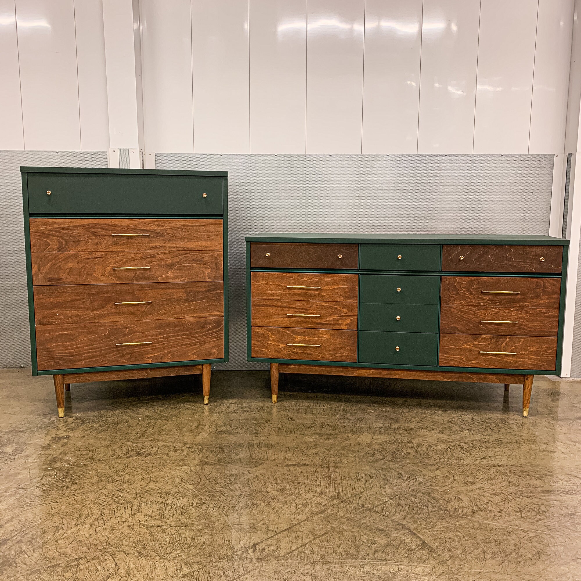 SOLD | Mid Century Modern Green Dresser Set - Etsy