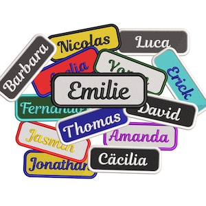 Parche de nombre personalizado con nombre bordado en cursiva (4 tamaños) - Gancho y bucle para planchar o coser