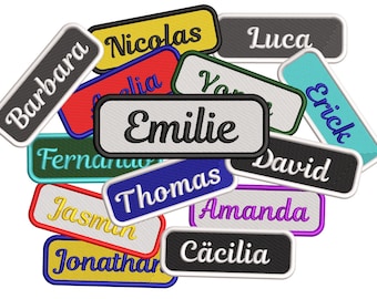 Gestickte Name Schreibschrift - 4 Größen - Benutzerdefinierte Name Patch - Klettverschluss zum Aufbügeln / Aufnähen