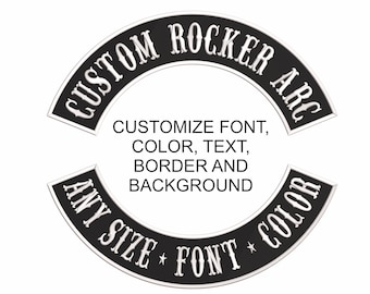 Custom Rocker Arc Patch: Embroidered Iron-On Applique (10"-15") 6 Sizes