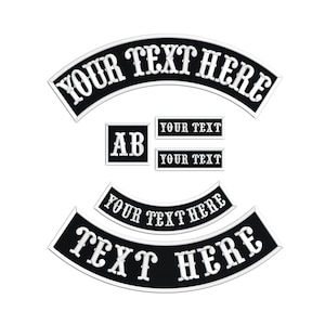 Custom Rocker Patch - Set 6 Iron/Sew on Embroidered Patches - 13&quot; (33cm)