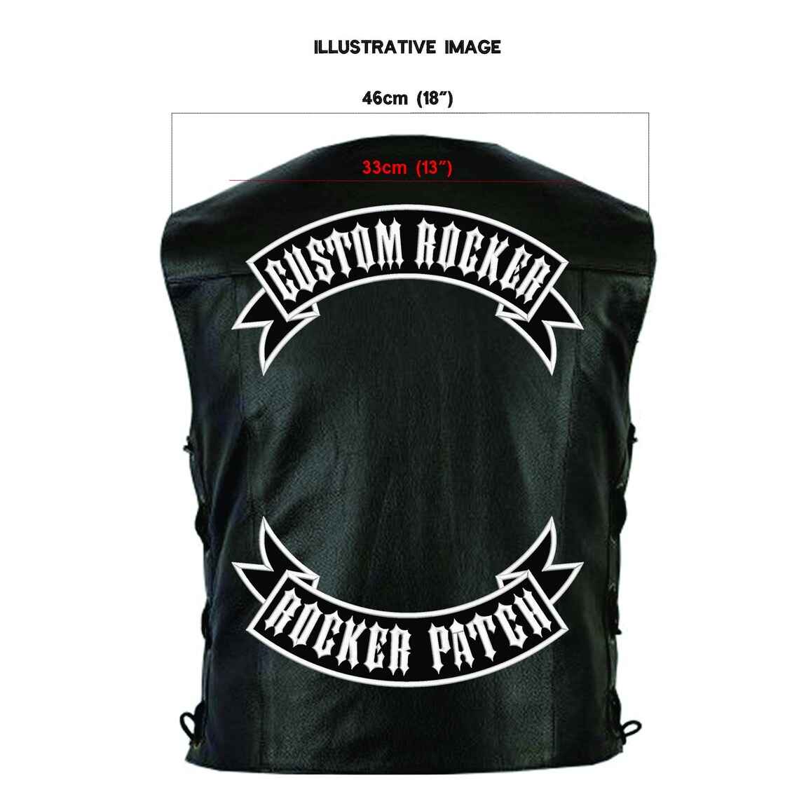 Lower Ribbon Style Rocker Custom Rocker Ribbon Patch: Embroidered Iron-on Applique (10