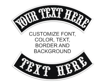 Custom Rocker Patch - Top/Botton Rocker Patch Iron/Sew on - Embroidered Patches - 5 Sizes (10&quot; - 14&quot;)
