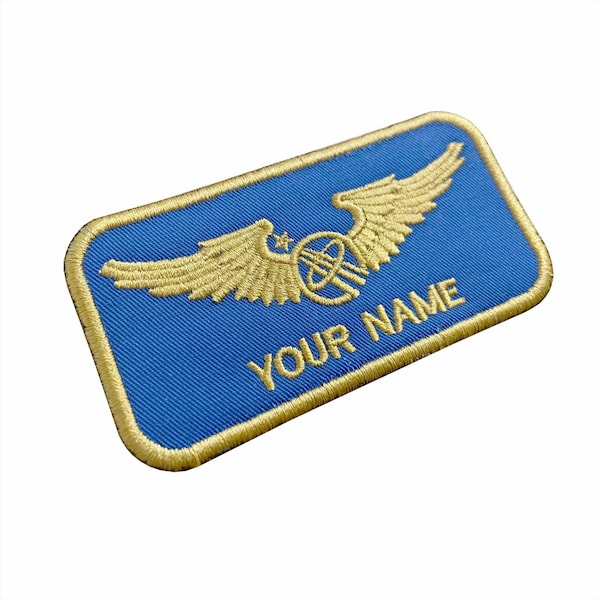 Astronaut Pilot Wings - Custom Name - Embroidery Patch - Iron on / Hook & Loop