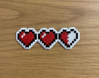 8Bit Pixel Hearts - Many Colors - 100% Embroidered Patch - Iron/Sew on