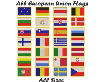 European Union Flags - 100% Embroidered Patches - All Sizes - Iron/Sew on