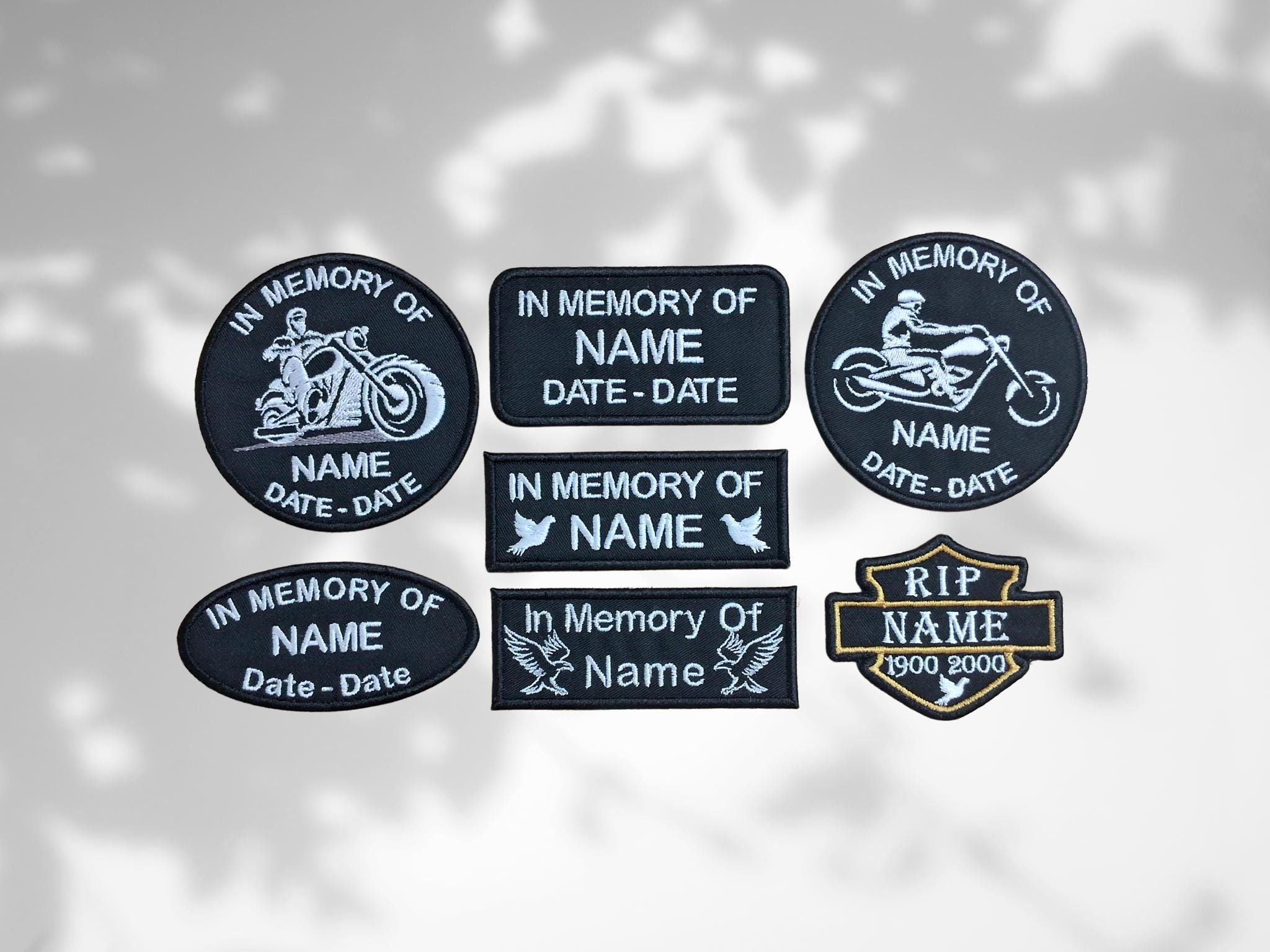Biker Memorial Custom Patch - In Memory of Your Love One - 7 Styles