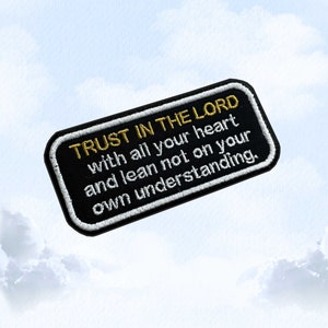 Sprüche 3:5 – Evangeliums-Aufnäher – bestickter Aufnäher – zum Aufbügeln/Aufnähen