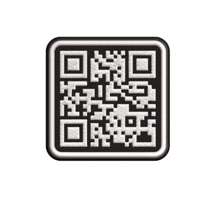 Codice QR statico personalizzato Patch da ricamo 3 dimensioni Stirare/cucire White on Black