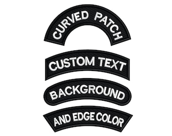 Curved Patch 3.5" - Iron on or Hook/Loop - Custom Text, Color and Background