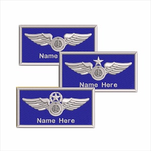 Civil Air Patrol Pilot Wings - Custom Name - Embroidery Patch - Iron on / Hook & Loop