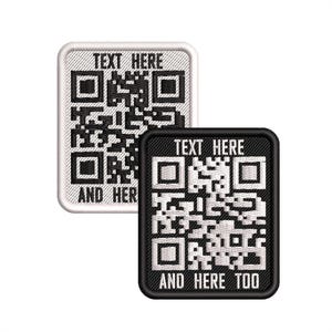 Custom Static QR Code - Custom Text QR Code - Hook & Loop - Iron/Sew on