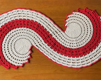 Handmade Crochet Tablecloth - Spiral 2 Colors - 118cm x 60cm - SPIRAL
