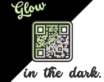Custom Static QR Code - Embroidery Patch - Glow In The Dark - Hook & Loop - Iron/Sew on