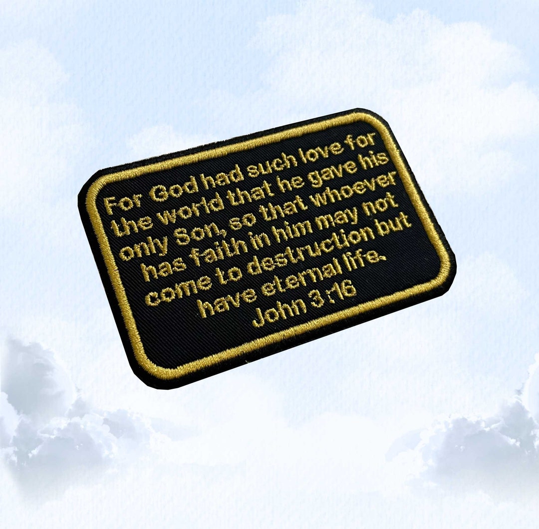John 3:16 - Bible Verse (6 Languages) - Embroidered Patch - Iron/sew on ...
