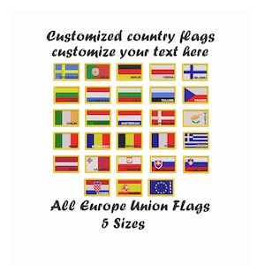 Benutzerdefinierte Flaggen – Europäische Union – 100 % bestickte Aufnäher – 3 Größen – zum Aufbügeln/Aufnähen