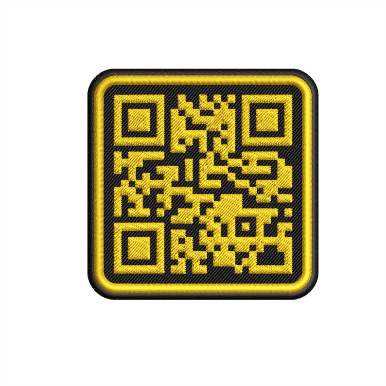 Codice QR statico personalizzato Patch da ricamo 3 dimensioni Stirare/cucire Golden on Black