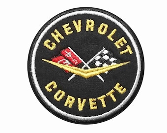 Logo Corvette 1955 - Toppa ricamata - Termoadesiva/Cuci - 85 mm