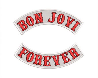 Bon Jov - Toppa ricamata ispirata alla parte superiore e inferiore, 5 misure: 10" - 15,5"
