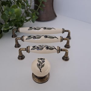 Olive Branch Porcelain Knobs and Pulls: Vintage Farmhouse Decor
