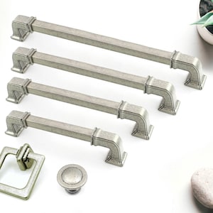Antique Silver Pulls 5" 6.3 7.5 8.8", 128-224mm, Long Pulls, Cabinet Pull Handles, Cabinet Hardware, Farmhouse Knobs and Pulls, Pewter Pulls