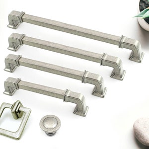 Antique Silver Pulls 5&quot; 6.3 7.5 8.8&quot;, 128-224mm, Long Pulls, Cabinet Pull Handles, Cabinet Hardware, Farmhouse Knobs and Pulls, Pewter Pulls