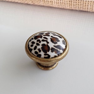 Animal Print Knobs 35mm Porcelain Drawer Knobs, Dresser Knobs, Boho Drawer Knobs, Farmhouse Knobs and Pulls, Safari Animal Print Knobs