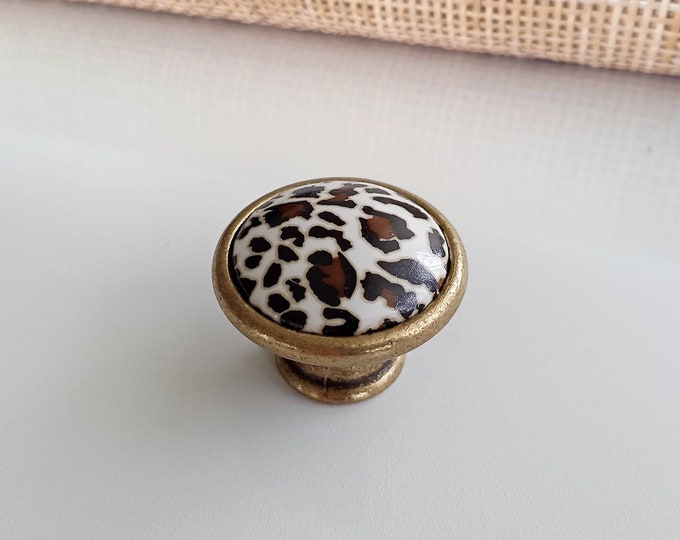 Animal Print Knobs 35mm Porcelain Drawer Knobs, Dresser Knobs, Boho Drawer Knobs, Farmhouse Knobs and Pulls, Safari Animal Print Knobs