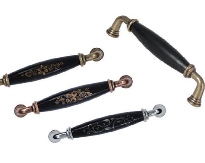 Black Porcelain Cabinet Pulls 96 128mm 3.75" 5" Vintage Matching Porcelain Drawer Pulls  Kitchen Pulls Farmhouse Shabby Chic Pulls